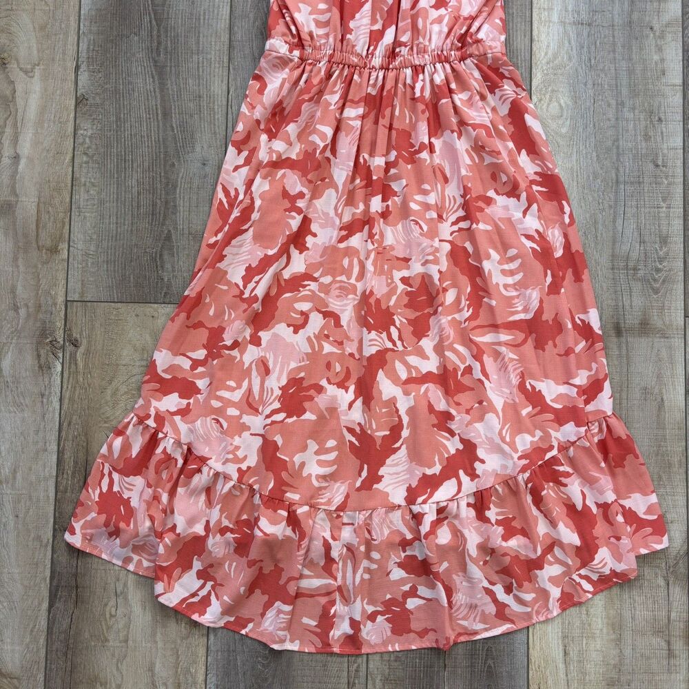NINE WEST Womens Halter Floral Dress Size L Tiered Ruffle Resort Wedding Guest - Picture 9 of 16